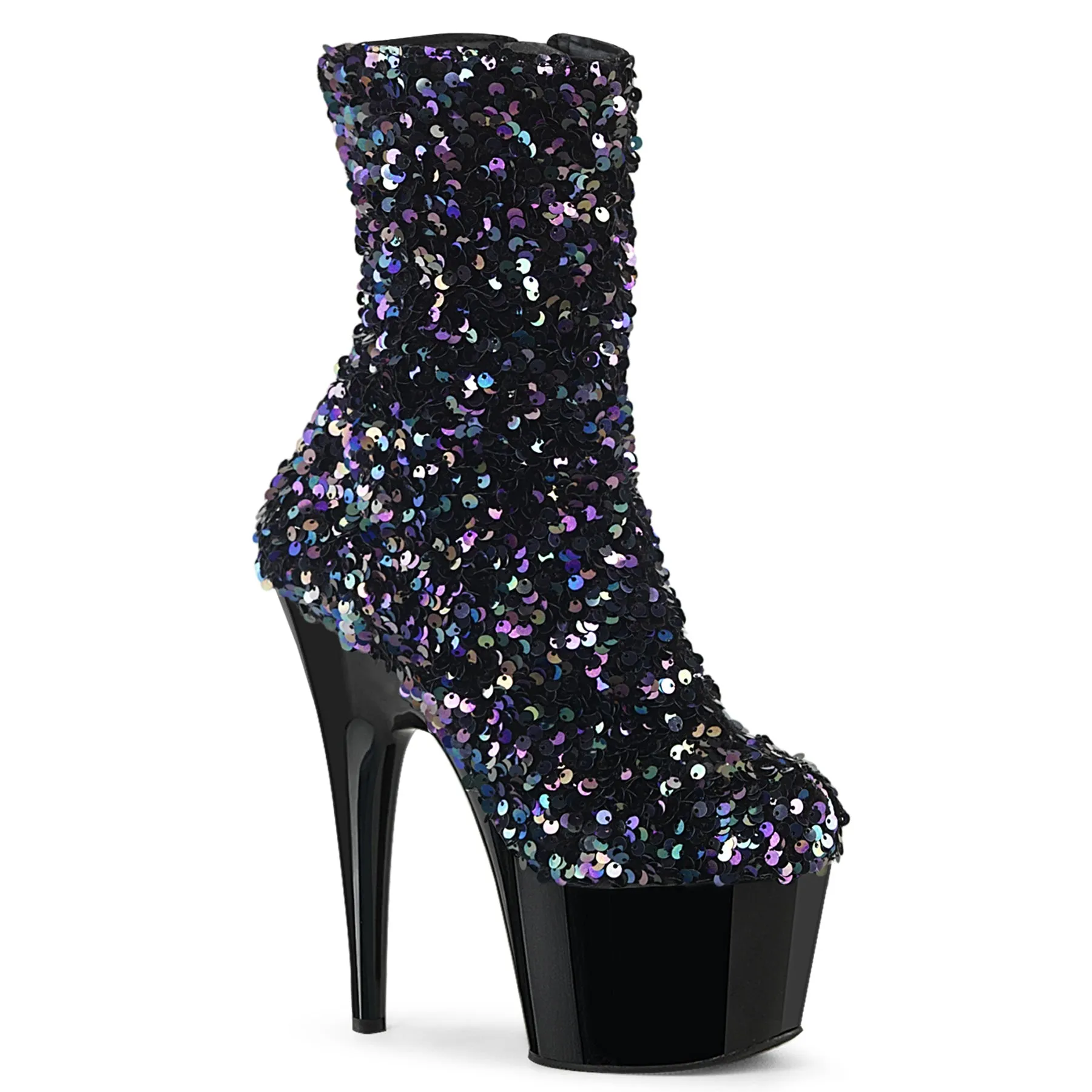 7 Inch Heel ADORE-1042SQ Black Sequins