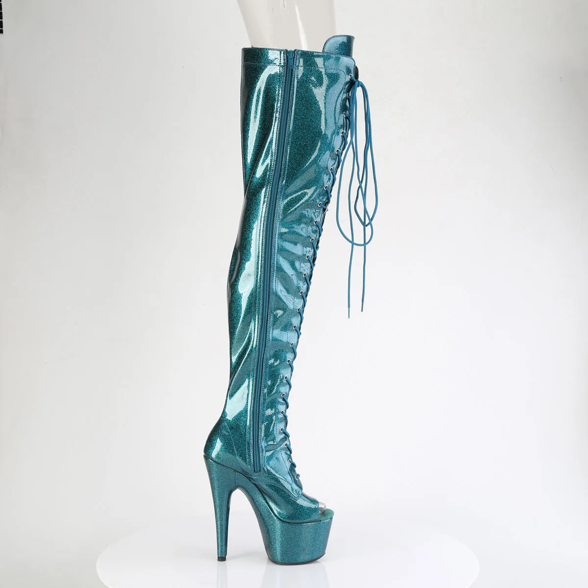 7 Inch Heel ADORE-3021GP Teal Glitter