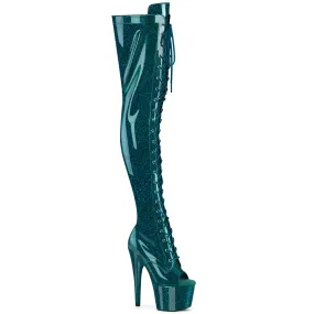 7 Inch Heel ADORE-3021GP Teal Glitter