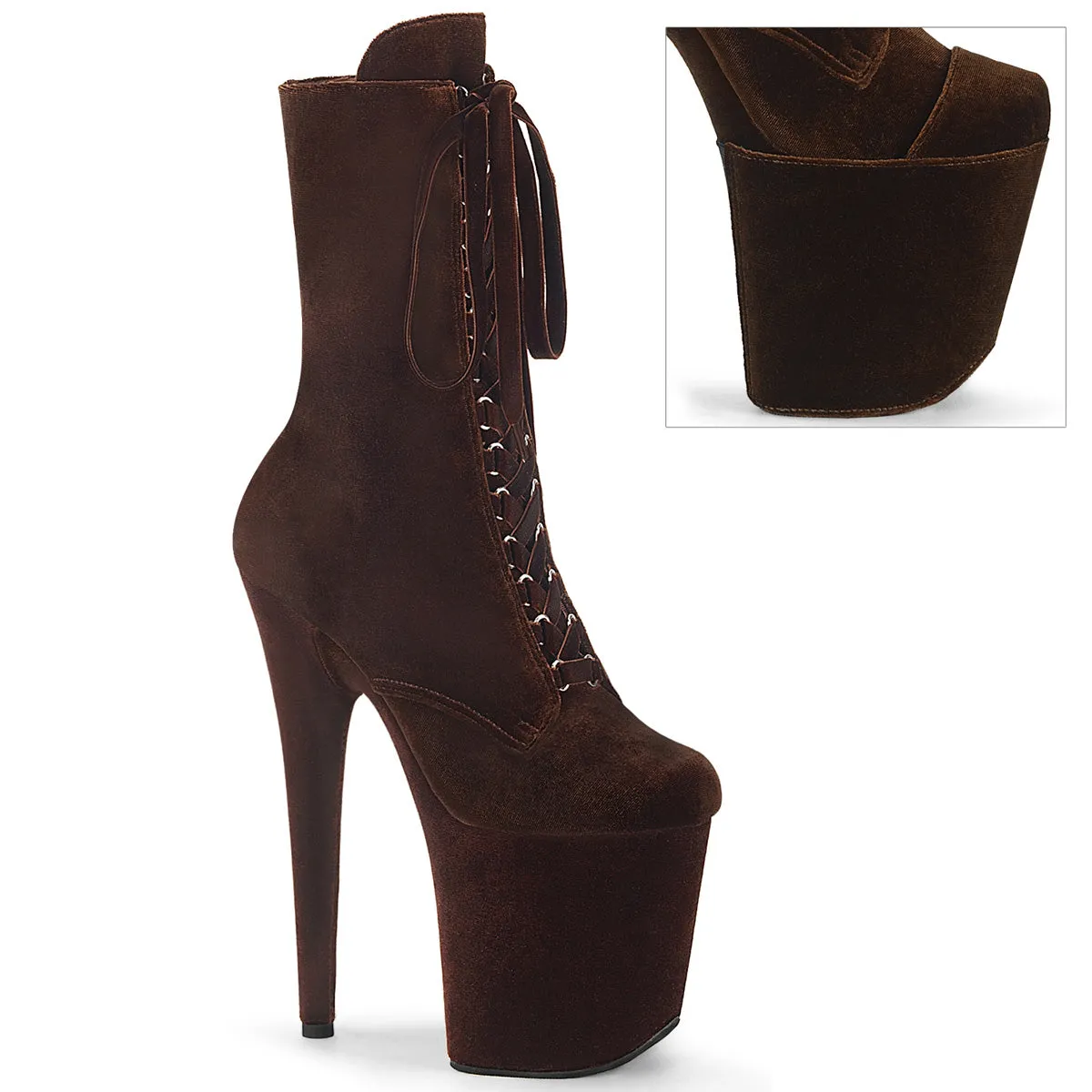 8 Inch Heel FLAMINGO-1045VEL Brown Velvet