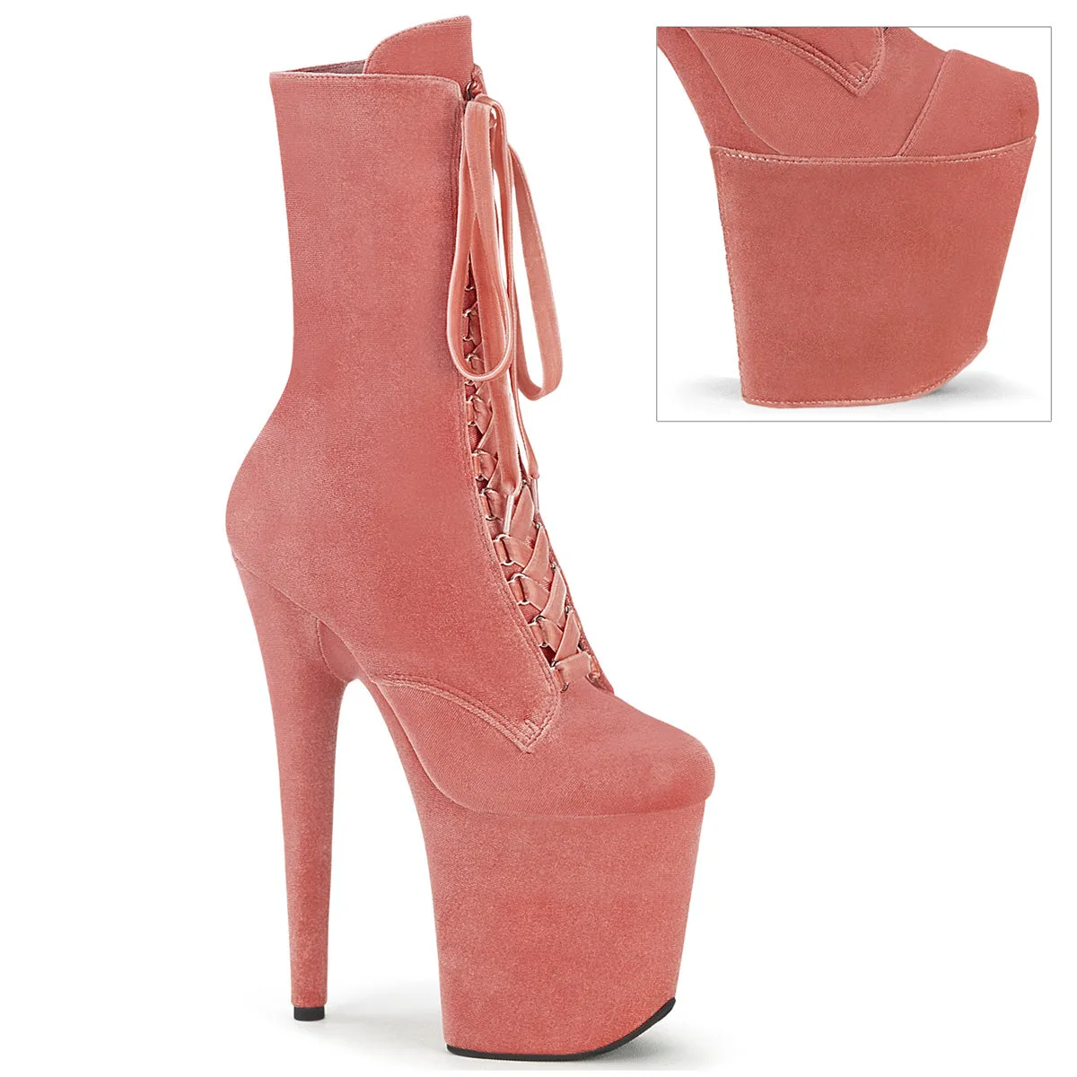 8 Inch Heel FLAMINGO-1045VEL Dusty Pink Velvet