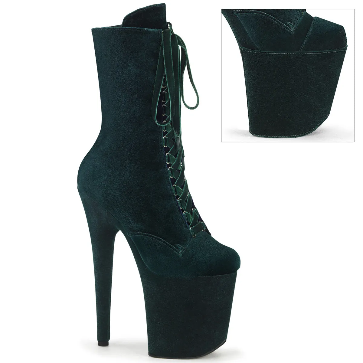 8 Inch Heel FLAMINGO-1045VEL Emerald Green Velvet