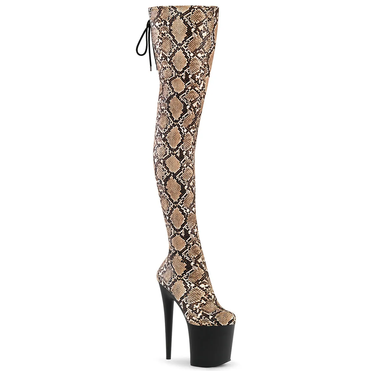 8 Inch Heel FLAMINGO-3008SP-BT Tan Brown Snake Print