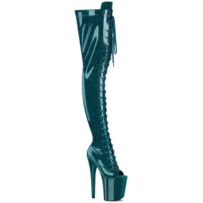 8 Inch Heel FLAMINGO-3021GP Teal Glitter