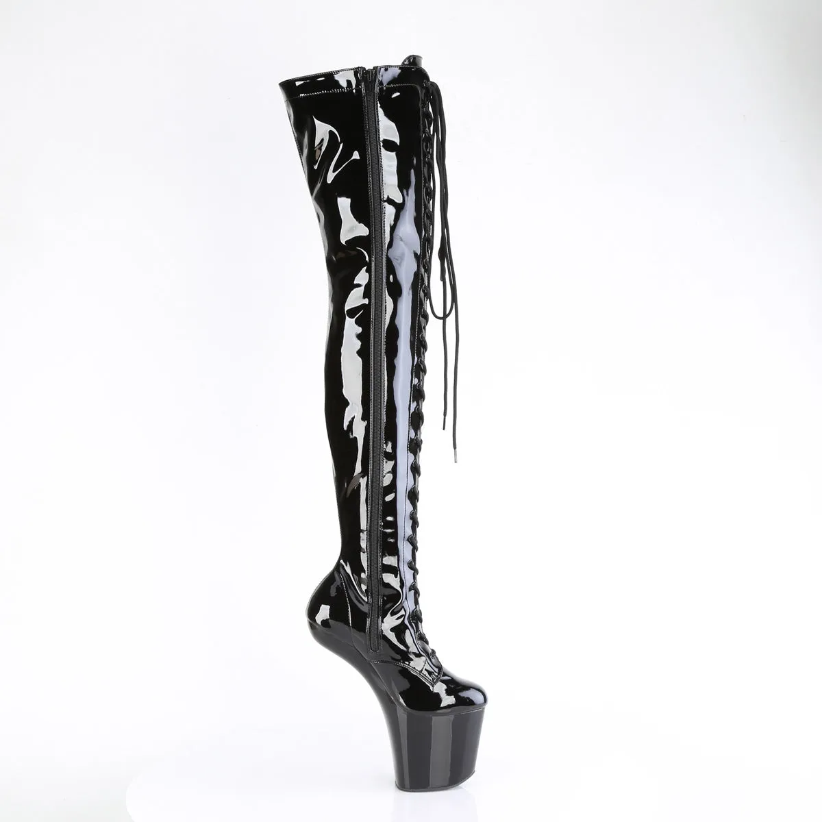 8 Inch Heelless CRAZE-3023 Black Patent