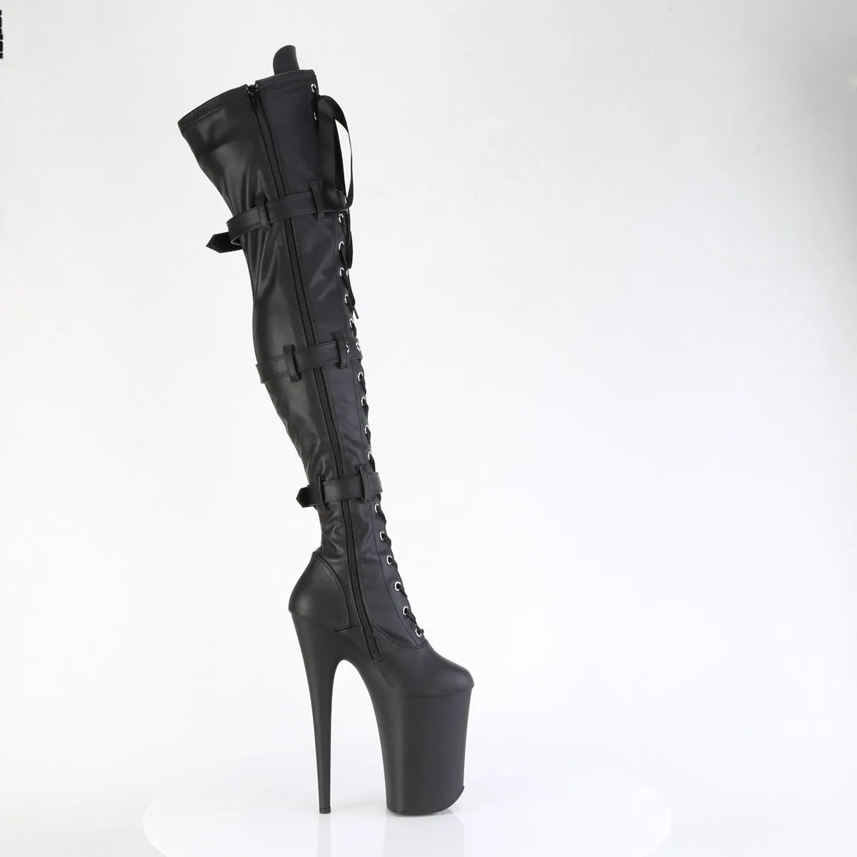 9 Inch Heel INFINITY-3028 Black Stretch Pu