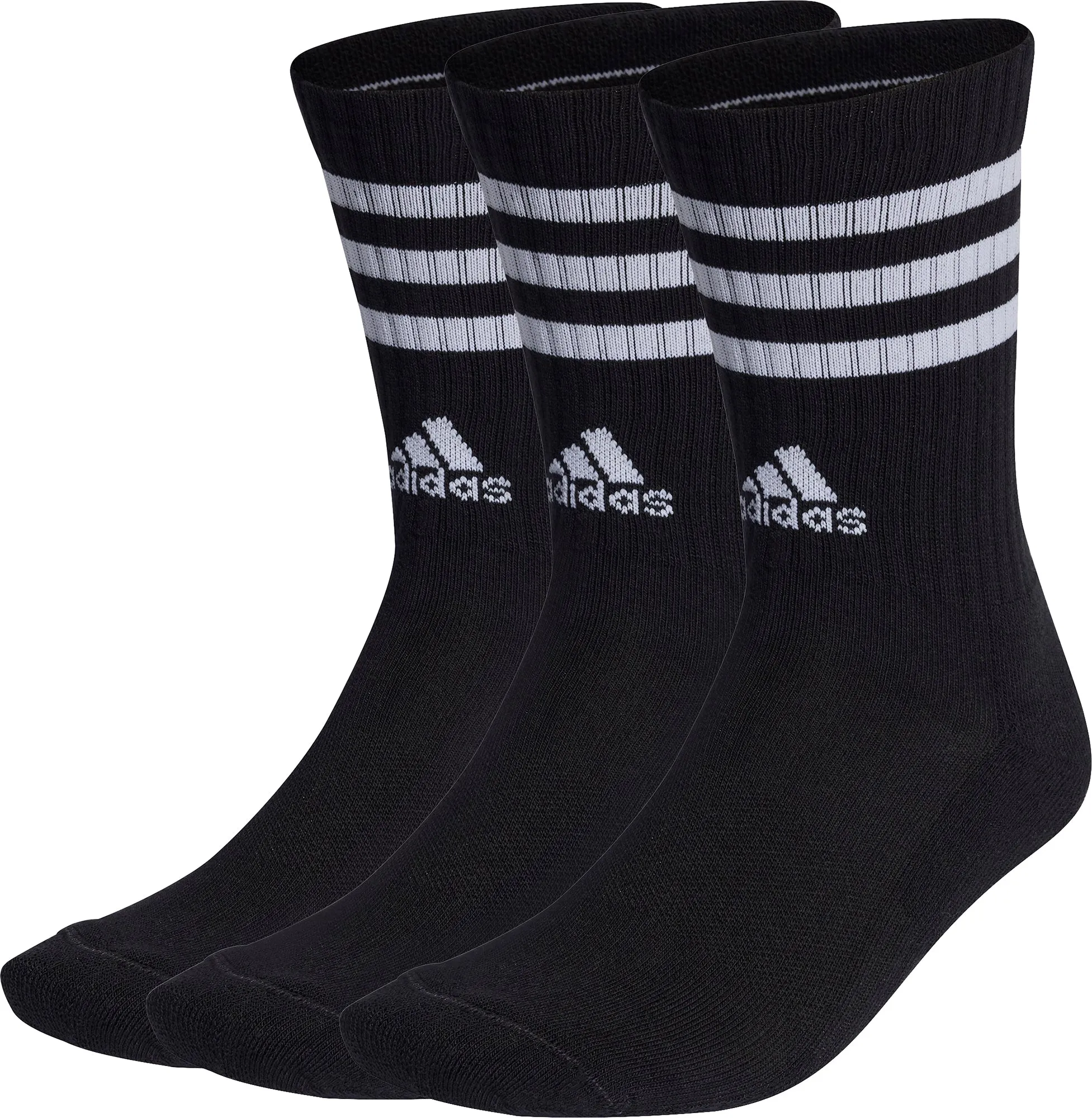 adidas 3 Stripes Cushioned (3 Pack) Crew Socks - Black