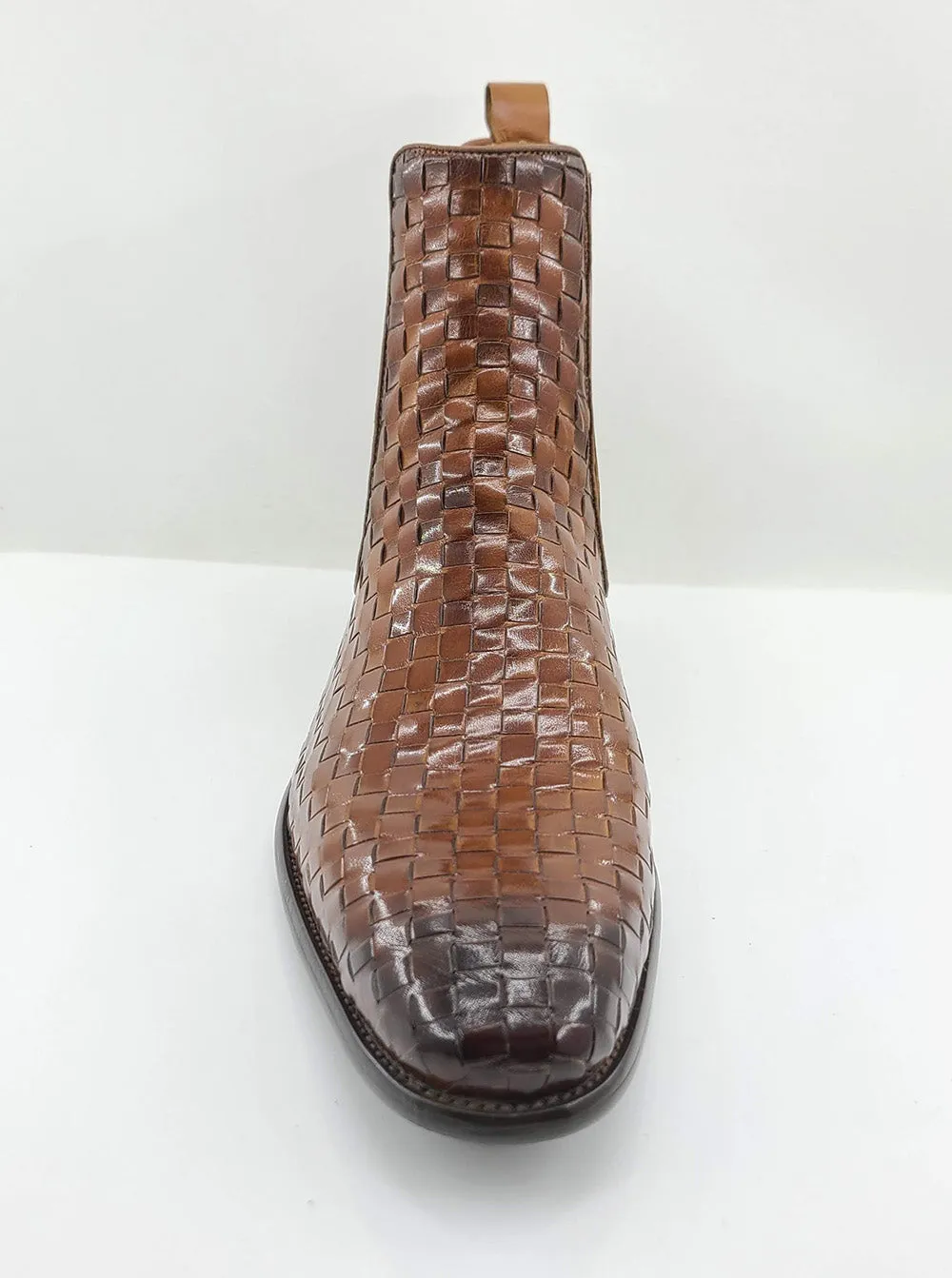 Basket Weave Leather Chelsea Boot