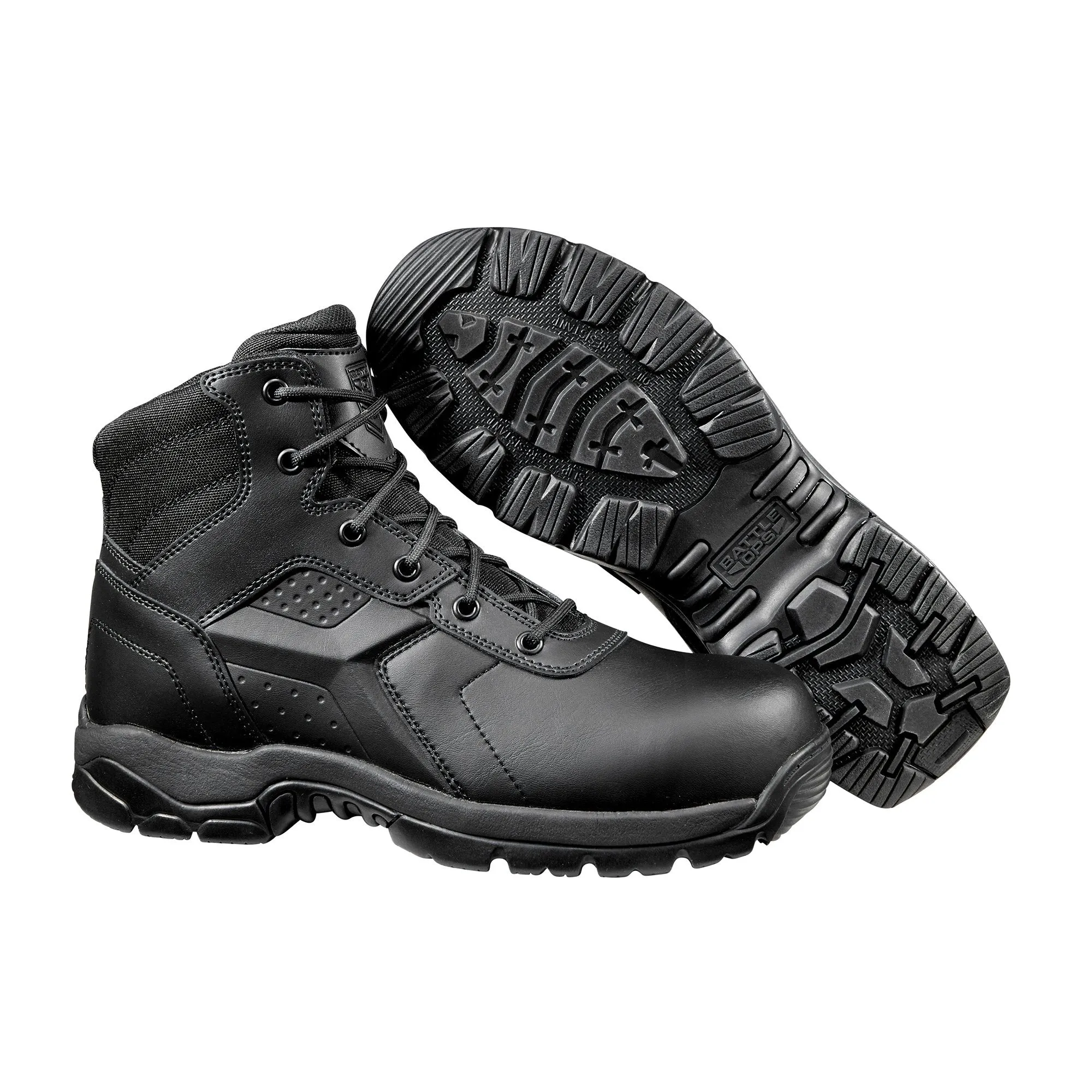 BATTLE-OPS 6-INCH WATERPROOF BLACK TACTICAL BOOT - SIDE ZIP & COMP SAFETY TOE