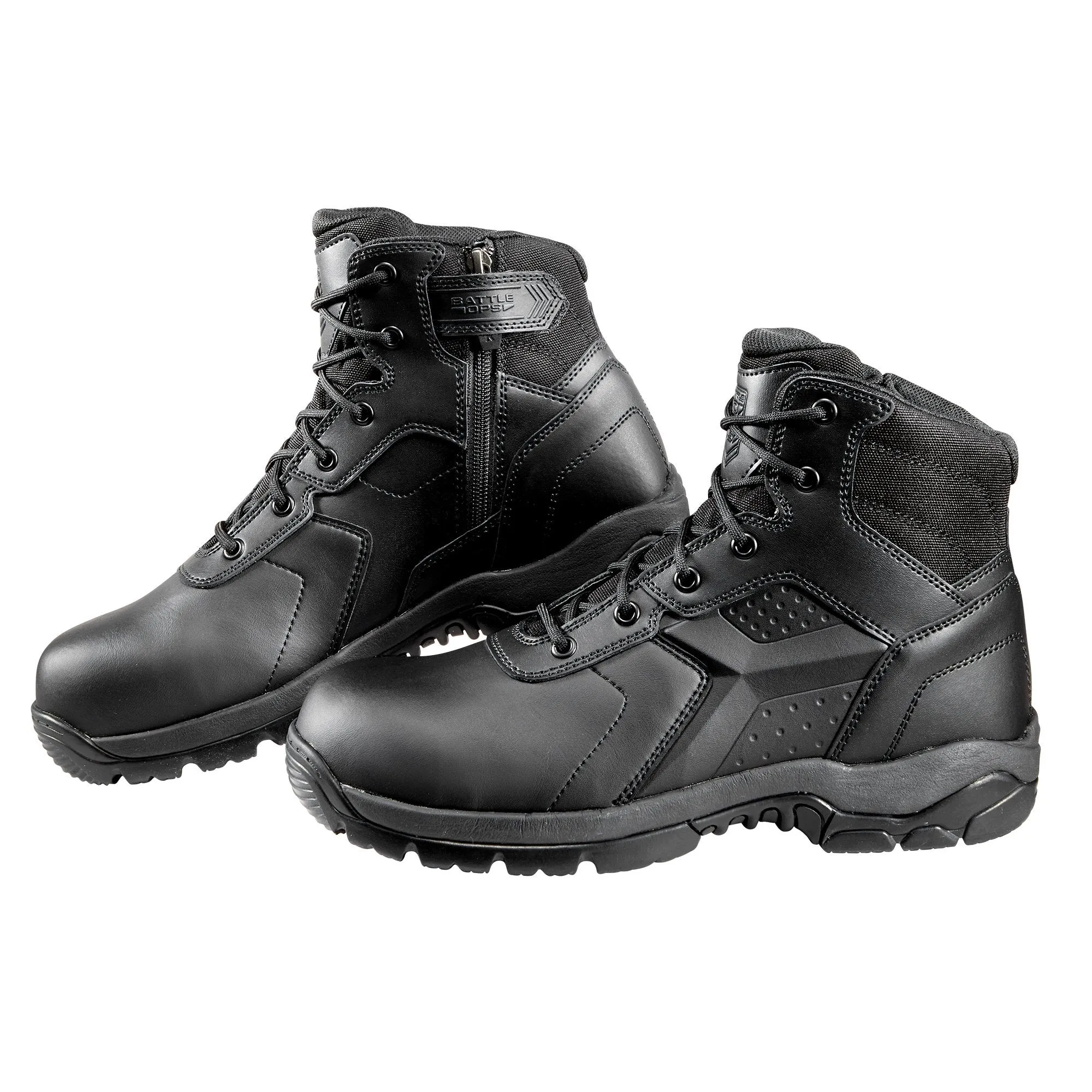 BATTLE-OPS 6-INCH WATERPROOF BLACK TACTICAL BOOT - SIDE ZIP & COMP SAFETY TOE