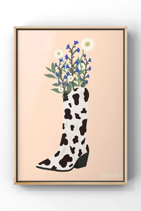 Boot Flower Vase Art Print