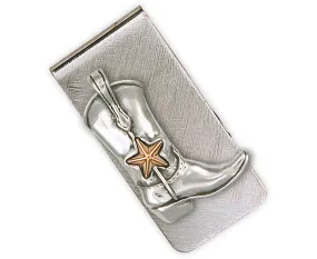 Boot Jewelry Sterling Silver And Stainless Steel Handmade Western Texas Boot Money Clip  1006-MC