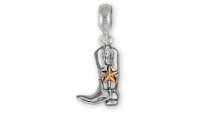 Boot Jewelry Sterling Silver Handmade Western Texas Boot Charm Slide This Charm Will Fit A Pandora® Slide Bracelet 1005-PNS