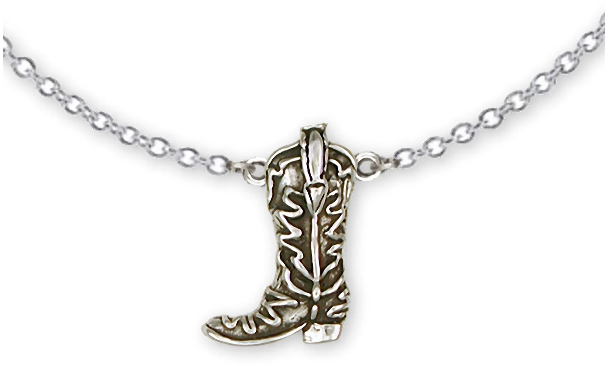 Boot Jewelry Sterling Silver Handmade Western Texas Boot Necklace  B2-NK