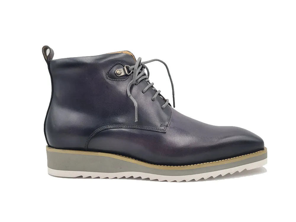 Burnished Calfskin Lace-Up Boot