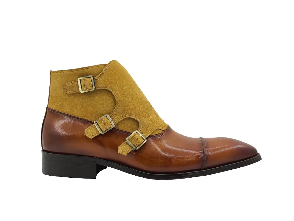 Calf & Suede Three Buckles Monk Chukka Boot