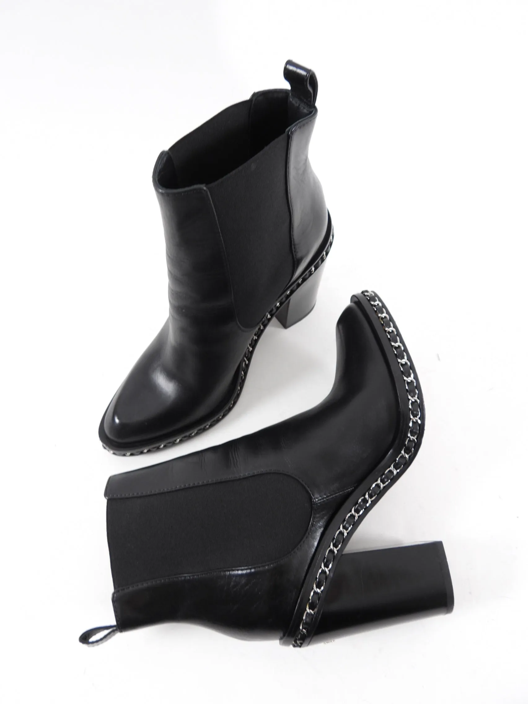 Chanel Fall 2013 Runway Black Chain Around Ankle Boot - 39.5