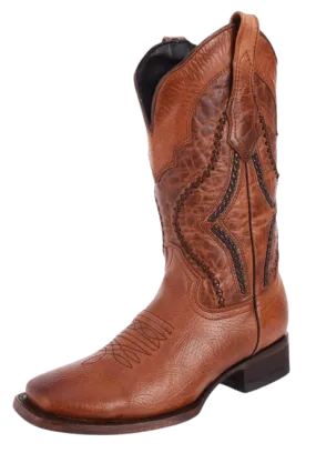 Chedron with Waved Threaded Designed Tube Square Toe Rodeo Boot