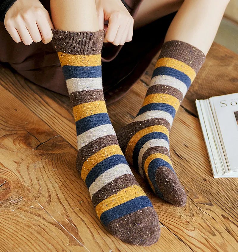 Cozy and Warm | Wool Socks | Brown Stripes