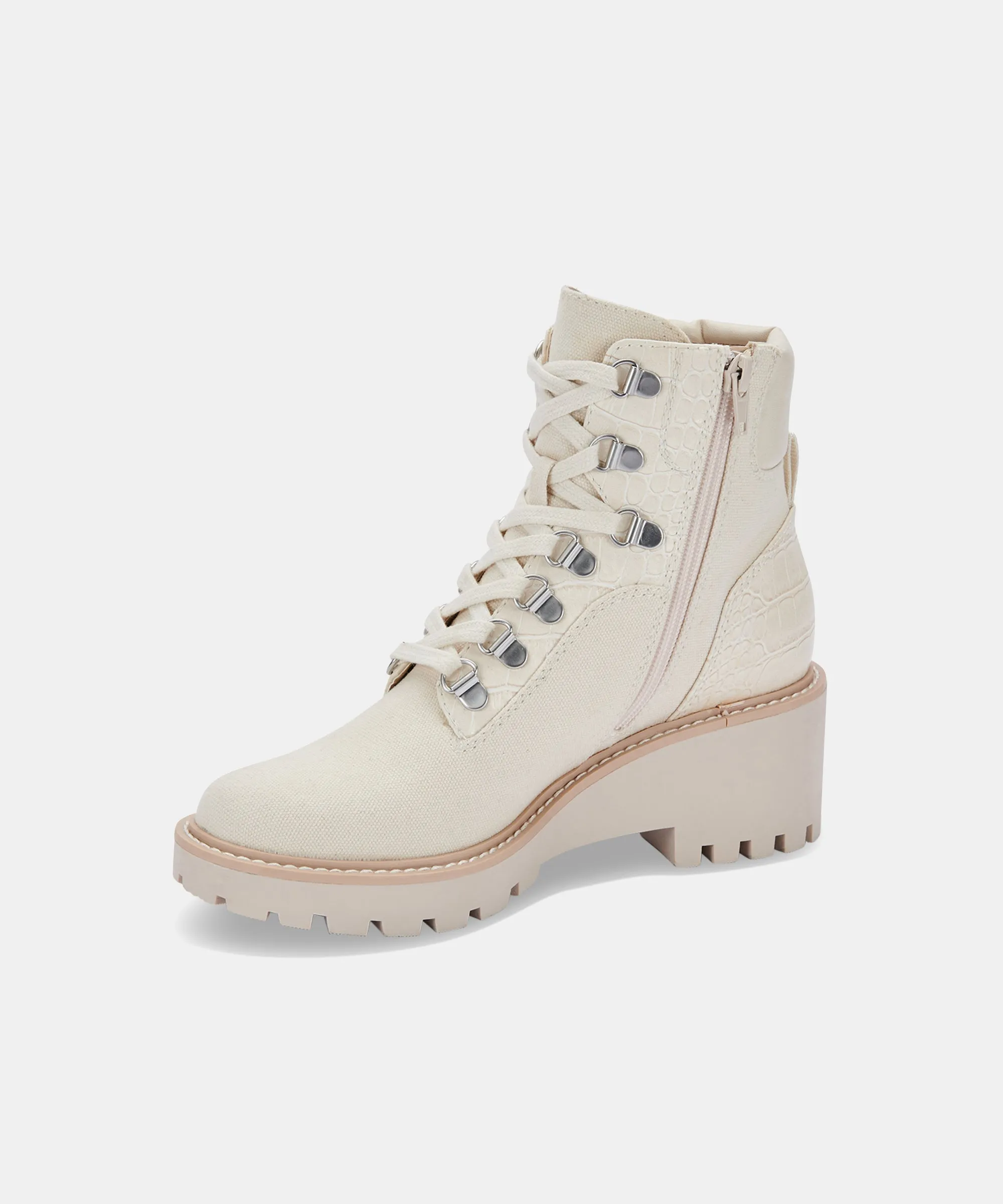 HUNTER BOOTIES IVORY CANVAS re:vita