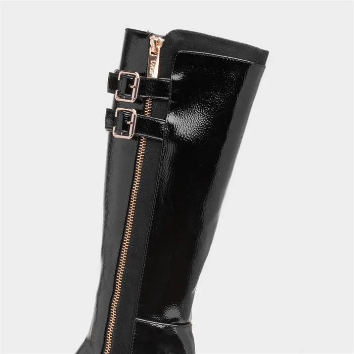 Lotus Louella black patent long boot ULB308