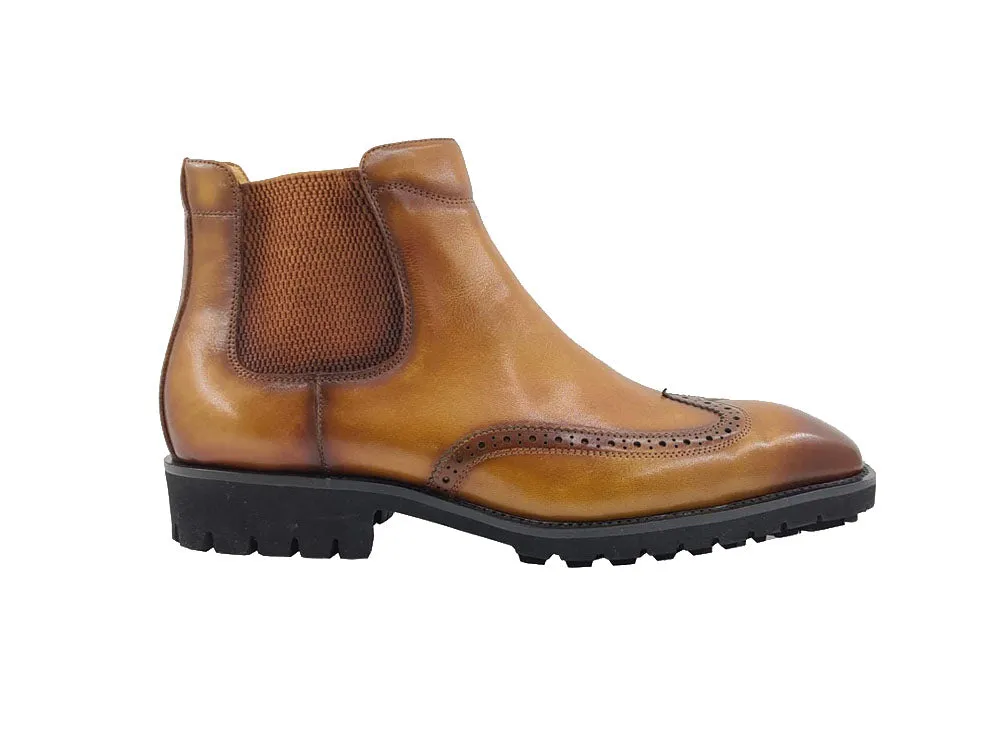 Lug Sole Chelsea Boot with Wingtip Toe