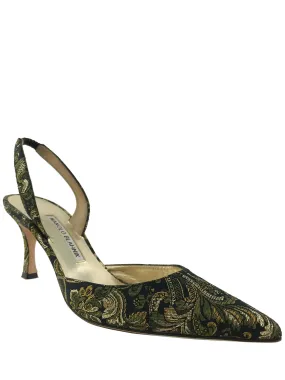 Manolo Blahnik Jacquard Carolyne Slingback Pump Size 9.5