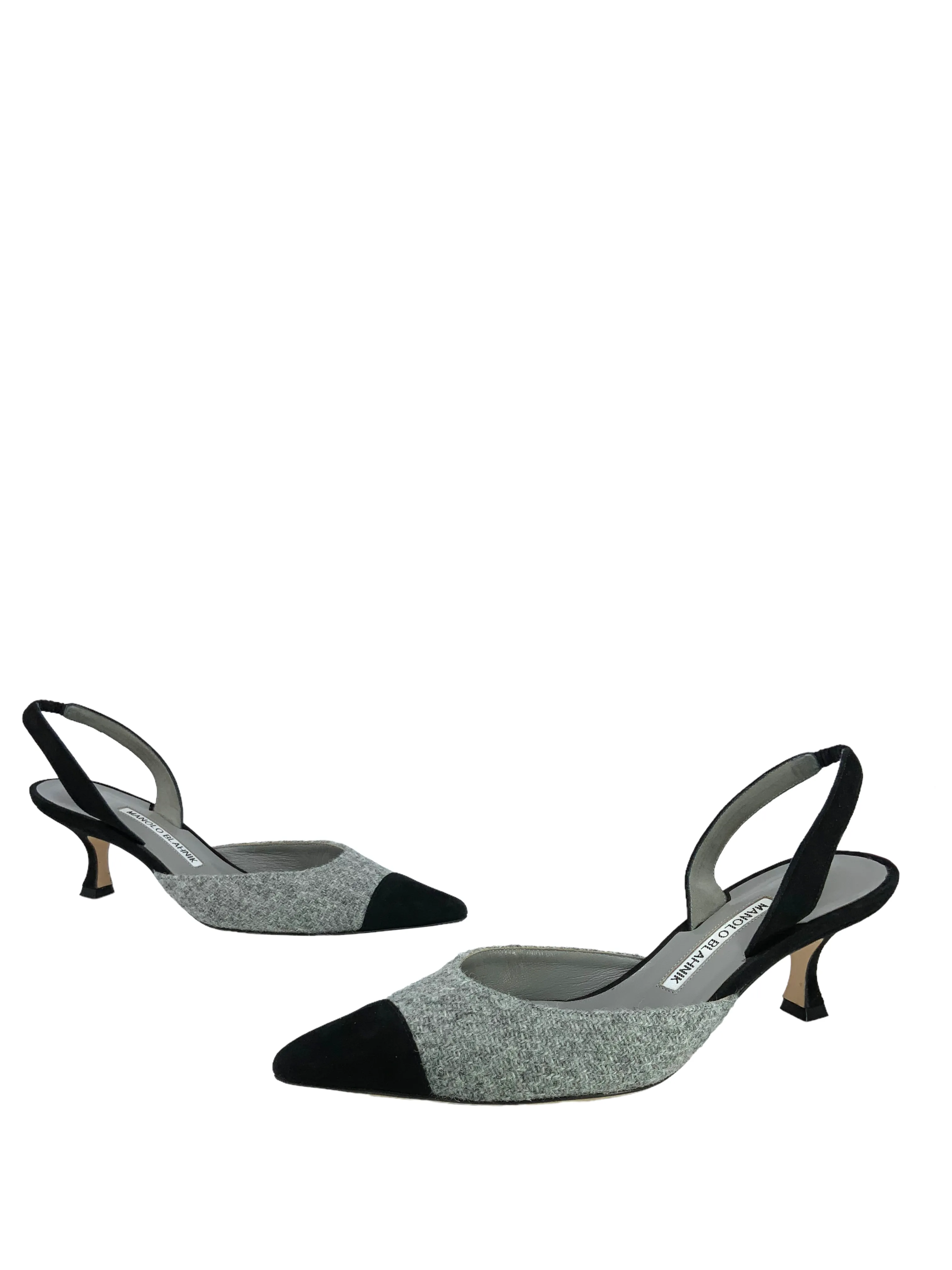 Manolo Blahnik Tweed Carolyne Slingbacks Size 8