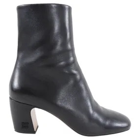 Miu Miu Black Block Heel Leather Ankle Boot - 37