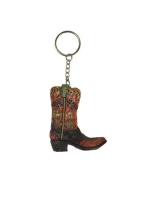 Pure Western Keychain Boot Butterfly Flower