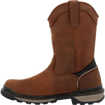 Rocky Men's Rams Horn 10" WP Safety Toe Pull On Work Boot - Brown - RKK0398