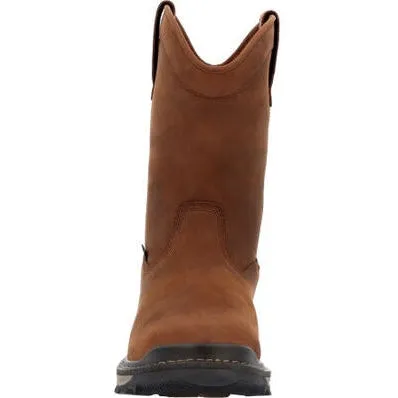 Rocky Men's Rams Horn 10" WP Safety Toe Pull On Work Boot - Brown - RKK0398