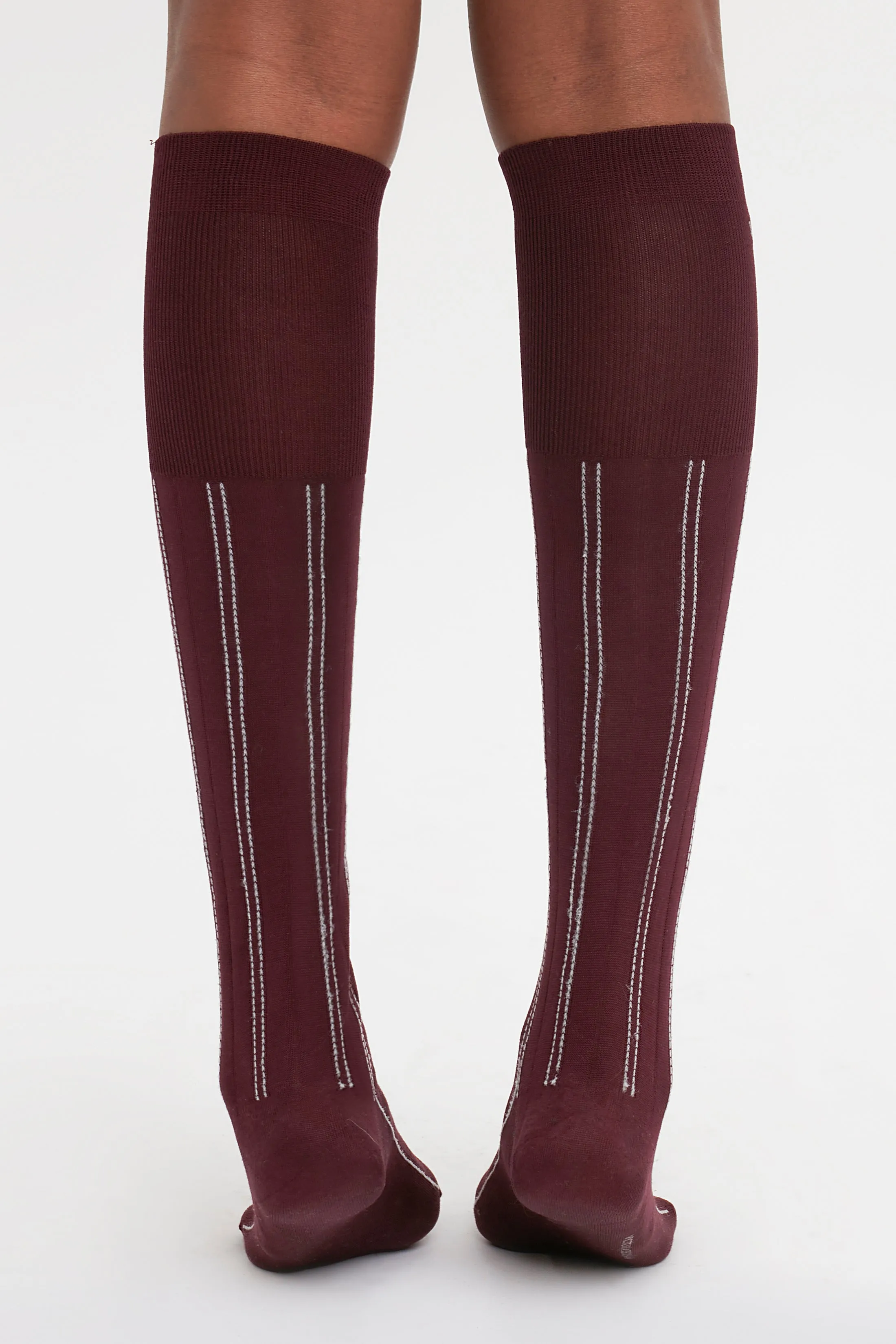 Superfine Rib Socks In Burgundy