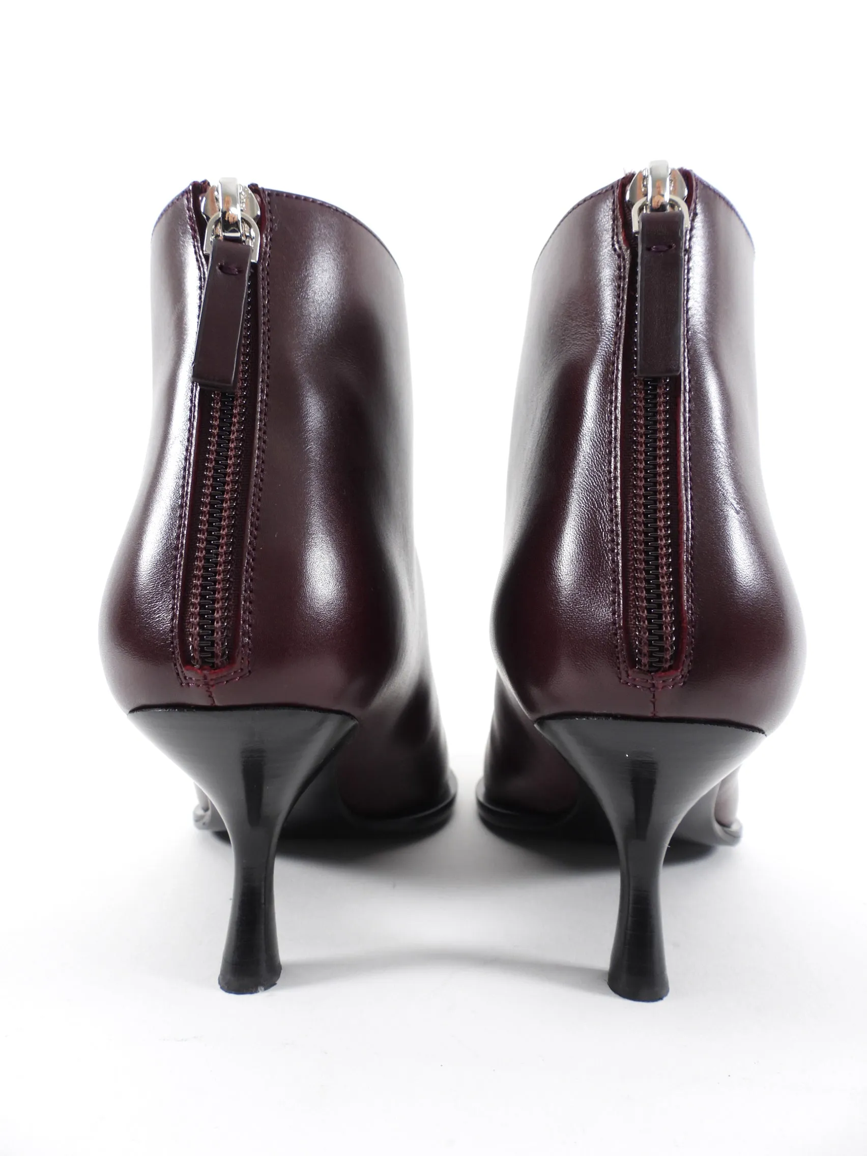 The Row Dark Bordeaux Leather Coco Ankle Boot - 37