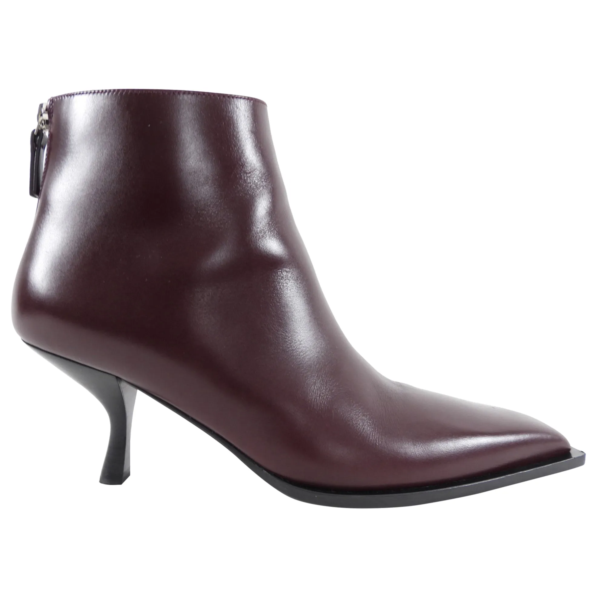 The Row Dark Bordeaux Leather Coco Ankle Boot - 37